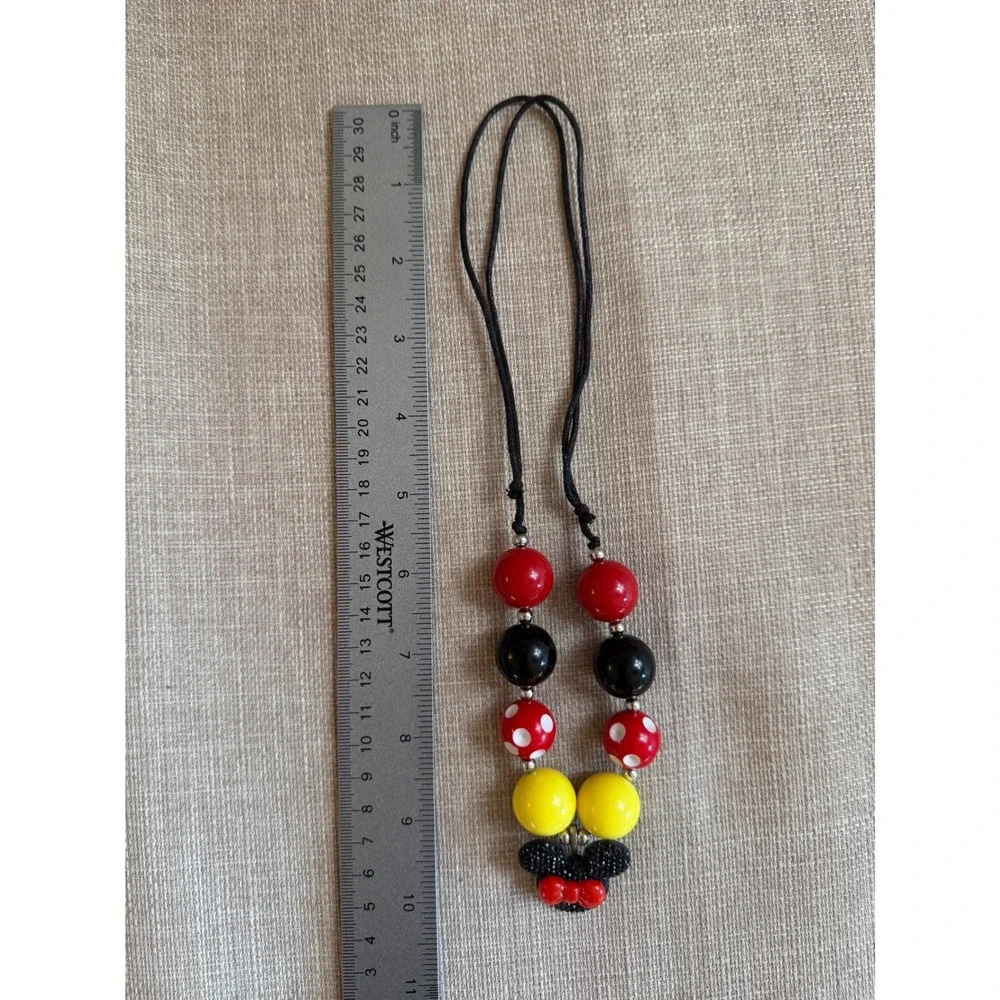 Mouse Chunky Bubblegum Bead Necklace Girls Red Black Yellow OS